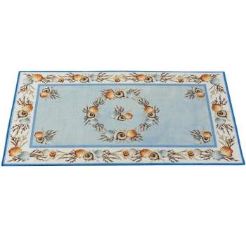 Collections Etc Seashell and Coral Skid-Resistant Coastal Accent Rug