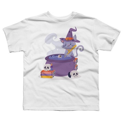 Boy's Design By Humans Halloween Kitty Cauldron By machmigo T-Shirt