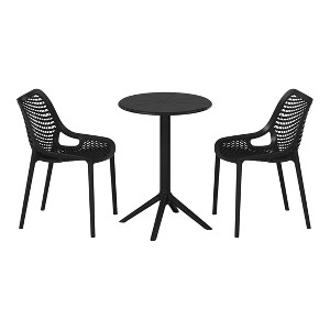 WestinTrends Playa 3-Piece Outdoor Resin Patio Bistro Set with Stackable Patio Dining Side Chairs - 1 of 4