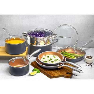 Gray and Copper 12-Piece Nonstick Aluminum Cookware Set