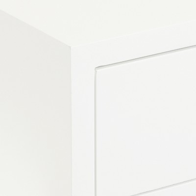 White and Gold Floating Wood Side Table with Drawer