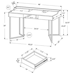 Vynxaria Modern 48" Brown Laminate Computer Desk with Black Metal Frame Storage Drawers for Home Office Laptop Work - 1 of 4