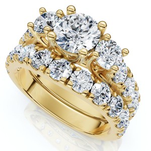 Pompeii3 2Ct TW 3-Stone Diamond Engagement Wedding Ring Set 14k Gold or Pt Lab Created - 1 of 4