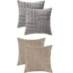 REGALWOVEN 4 Pcs Solid Corduroy Modern Throw Pillow Covers 18" x 18" - 1 of 4