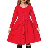 Arshiner Girl's Dresses Button Down Midi Long Sleeve Casual Sundress A-line Dress with Pockets - 4 of 4