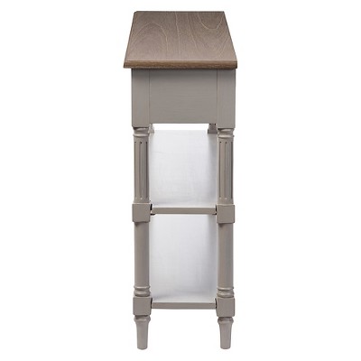 Edouard Two-Tone Rustic Oak and Light Grey Console Table with Storage
