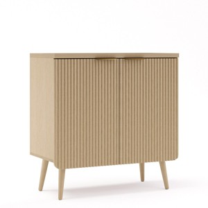 ChicFurnit Decorative Storage Cabinet Waveform Panel Design Elegant Gold Handles for Modern Dining Room, Wood, 29.5"*13.8"*29.9" - 1 of 4