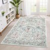 Floral Area Rug for Living Room Washable Rugs Non Slip Boho Dining Room Carpet Vintage Botanical Print Low Pile Soft Floor Carpet for Farmhouse - 3 of 4