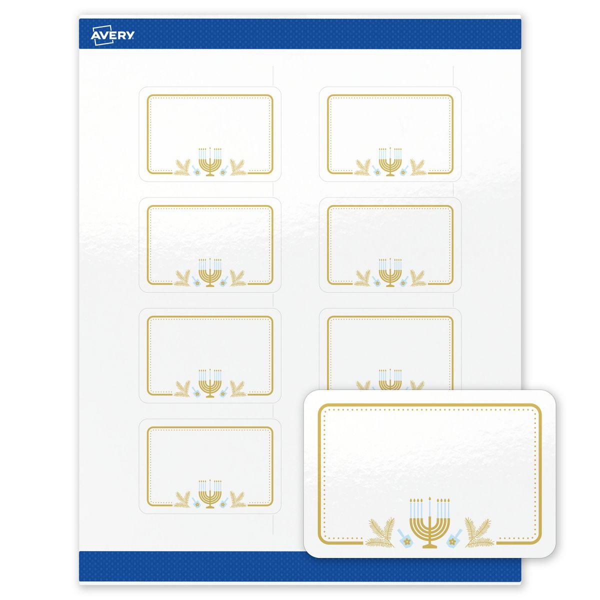 Avery® Labels, 2" x 3", Glossy, Gold Menorah Frame, 160