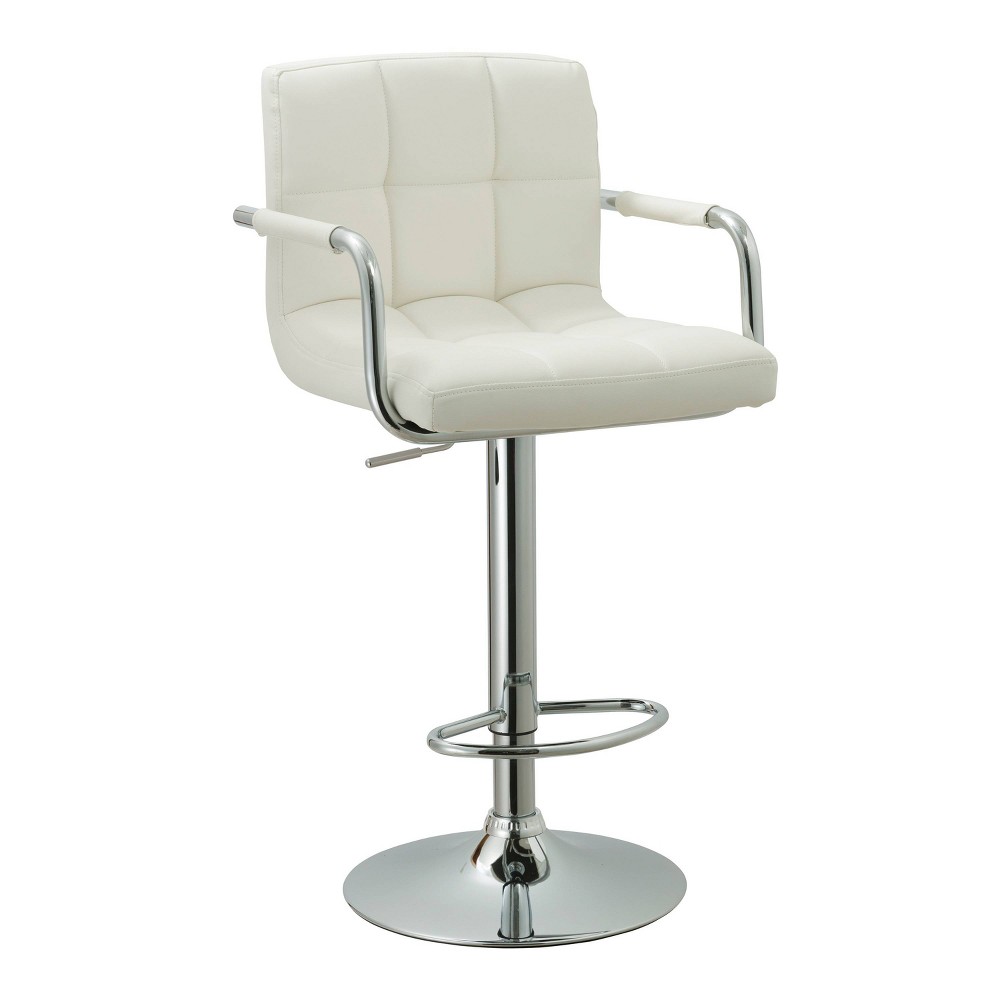 Photos - Chair Modern Tufted Adjustable and Swivel Barstool White - AC Pacific