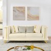 89" Velvet 3-Seater Luxury Sofa with Gold Stainless Steel Trims and Embroidered Texture, Mid Century Modern Victorian Tufted Couch - 2 of 4