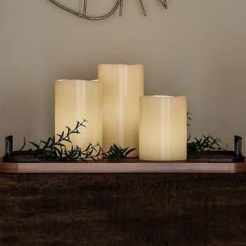 Hasting Home Set of 3 Flameless LED Pillar Candles with Remote