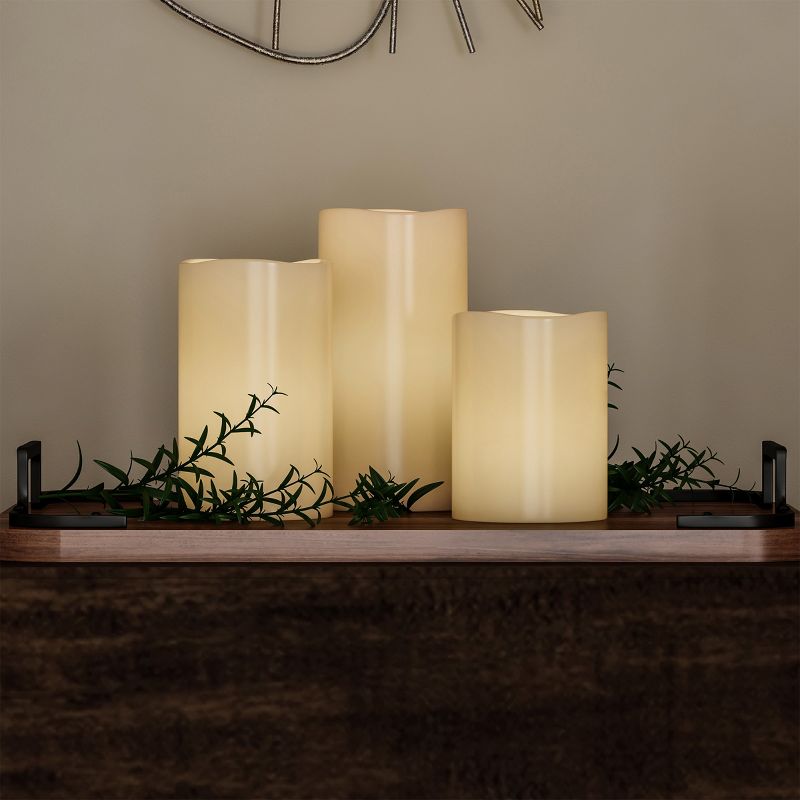 Hasting Home Set of 3 Flameless LED Pillar Candles with Remote, 2 of 9