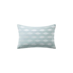 Gracie Mills Celina Seaside Serenity Cotton Embroidered Oblong Pillow - One Size - Blue - 1 of 4