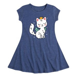 Girls' - Instant Message - Princess Kitty Fit & Flair Cap Sleeve Graphic Dress - 1 of 3