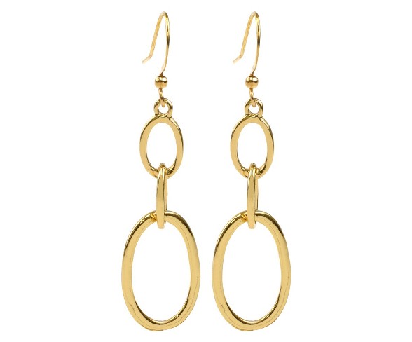 Drop Earring with Three Links - Gold