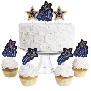 Big Dot of Happiness Starry Skies - Dessert Cupcake Toppers - Gold Celestial Party Clear Treat Picks - Set of 24 - 1 of 4