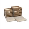 HomeRoots Set Of 2 Square Brown Linen Fabric And Wood Slats Storage Benches - 4 of 4