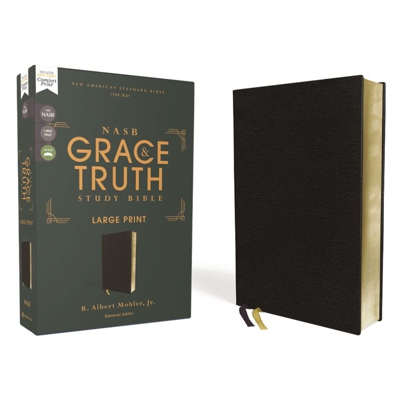 Nasb, the Grace and Truth Study Bible (Trustworthy and Practical Insights), Large Print, European Bonded Leather, Black, Red Letter, 1995 Text,, 1 of 2