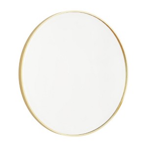 HomeRoots 24" Gold Metal Round Framed Bathroom Vanity Mirror - 1 of 4
