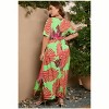 Plus Size Women's V Neck Maxi Dress Belted Waist Flowy Ankle Length Casual Elegant Party Dress - 4 of 4