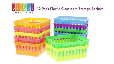 Colorful Small Plastic Classroom Storage Bins, 12 Pack