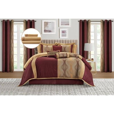 King Wine Gold Microfiber 15-Piece Comforter Set
