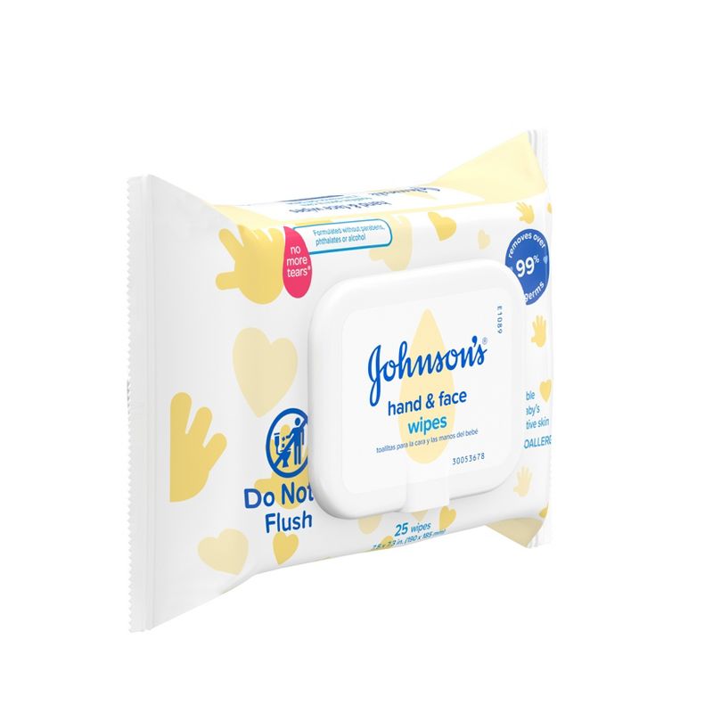 Johnson&#39;s Baby Disposable Hand &#38; Face Cleansing Wipes, Pre-Moistened Wipes, Gentle for Delicate Skin - 25ct, 4 of 8