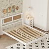 Queen Bed Frame, Wooden Platform Bed With Natural Rattan Headboard, Modern Minimalist Bed Frame With 12 Slats For Bedroom, Easy Assembly - 2 of 4
