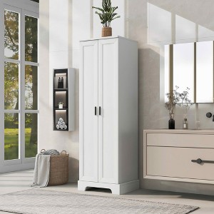 MAYEERTY White Storage Cabinet 2 Doors Adjustable Shelf MDF - 1 of 4