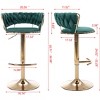 TiramisuBest Set of 2 Velvet Bar Stools with Chrome Footrest & Base, Swivel Height Adjustable Mechanical Lift, Golden Legs, Modern Navy - 4 of 4