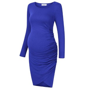 Maternity Dresses Casual Ruched Irregular Bodycon Mini Dress - 1 of 1