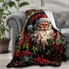 Lomsoe Santa Claus with Holly Print Flannel Blanket - All Seasons Soft Cozy Warm Throw Blanket for Bed, Napping, Camping, Travel, Office - 4 of 4