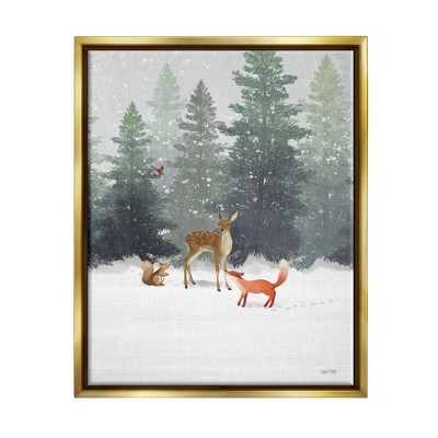 Stupell Industries Winter Season Forest Animals Fox Deer Squirrel