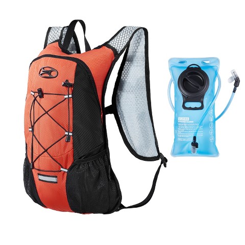 VEVOR Hydration Backpack with 2L TPU Water Bladder, Hydration Pack Backpack, Lightweight Hiking Water Backpack for Men Women, Black&Orange