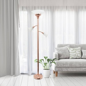 3-Light Floor Lamp with Scalloped Glass Shade - Elegant Designs - 1 of 4