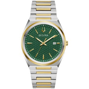 Bulova Men's Quartz Dress Classic Watch,  Two-Tone Stainless Steel Bracelet, Green Dial,  Calendar - 1 of 4
