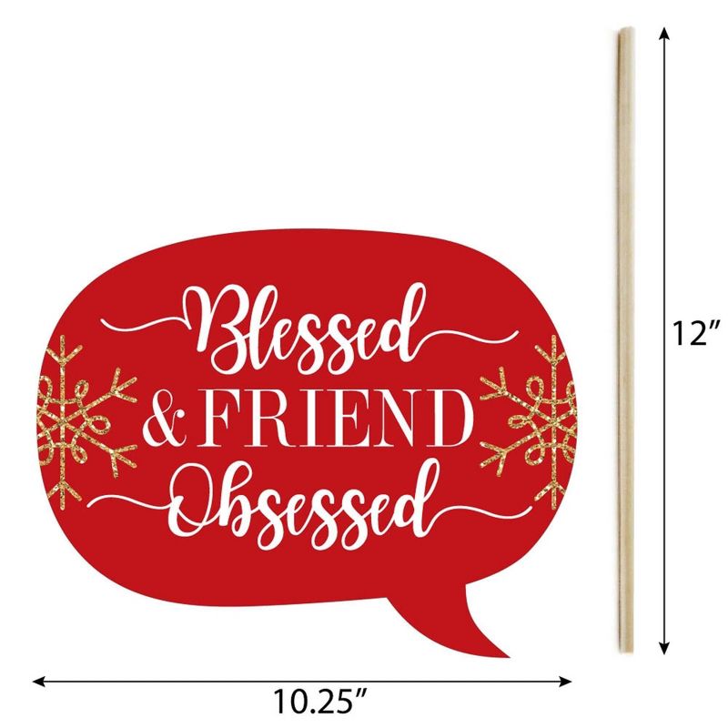 Big Dot of Happiness Funny Red and Gold Friendsmas - Friends Christmas Party Photo Booth Props Kit - 10 Piece, 5 of 6