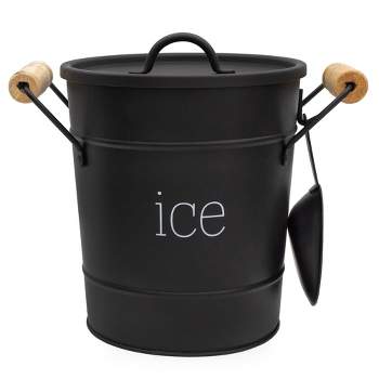 Auldhome Design- 3.4qt Enamelware Ice Bucket, Insulated with Lid Black
