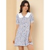 Allegra K Women's Peter Pan Collar Flowy Short Sleeve Ruffle Summer Floral Shirt Dress - 2 of 4