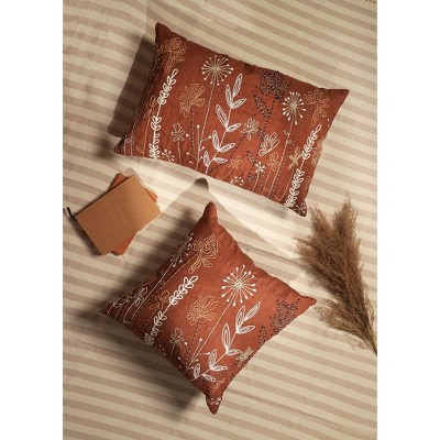 Moda Furnishings Linen Embroidered Lumbar Pillow
