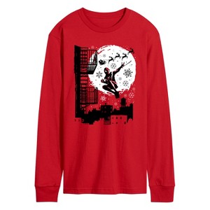 Men's - Marvel - Miles Morales Spiderman Santa Long Sleeve Graphic T-Shirt - 1 of 2