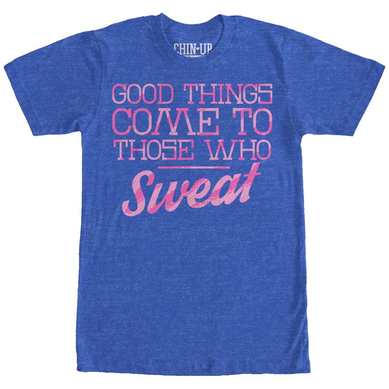 Women's CHIN UP Valentine Good Things to Those Who Sweat Boyfriend Tee, 1 of 5