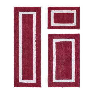 Hotel Bath Rug 100% Premium Cotton Tufted Weave Two Tone Reversible 3 Piece Bathroom Rug Set, Super Soft & Water Absorbent, Machine Washable Bathmat - 1 of 4