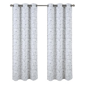 RT Designer Collection Luciana Embroidered Blackout Luxurious Decorative Grommet Curtain Panel White - 1 of 4