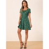 Allegra K Women's Printed Summer Casual Square Neck Short Sleeve Fit and Flare Dress - 3 of 4