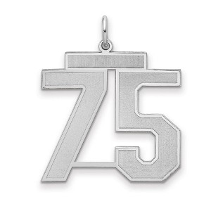 Black Bow Jewelry Sterling Silver, Jersey Collection, Large Number 75 Pendant - 1 of 4