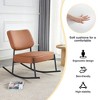 LOVMOR 33.8"Velvet and PU Material cushioned rocking chair, unique rocking chair, cushioned seat, black backrest rocking chair,White+Velvet - 3 of 4