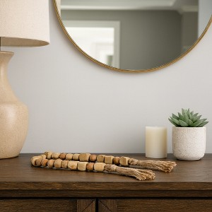 Sagebrook Home Wooden Bead Garland - Contemporary Rustic Natural Brown Mango Wood Home Decor Beaded Accent - 1 of 4