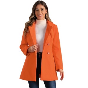 INSPIRE CHIC Women's Christmas Peter Pan Collar Double Breasted Long Trench Winter Pea Coat - 1 of 4